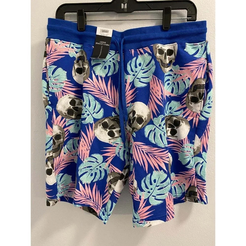 MENS SKULL & PALM LEAVES SUMMER LOUNGE SHORTS WITH POCKETS SIZE MEDIUM BRAND NEW